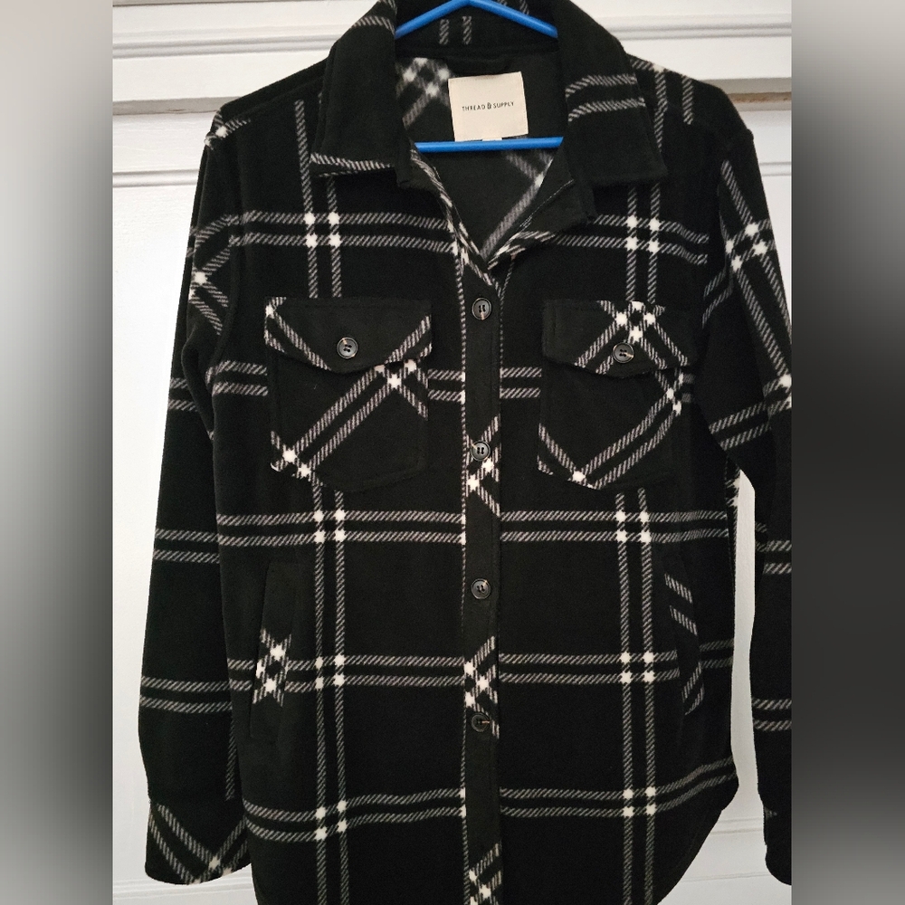 Thread & Supply Soft Black/White Plaid Jacket.